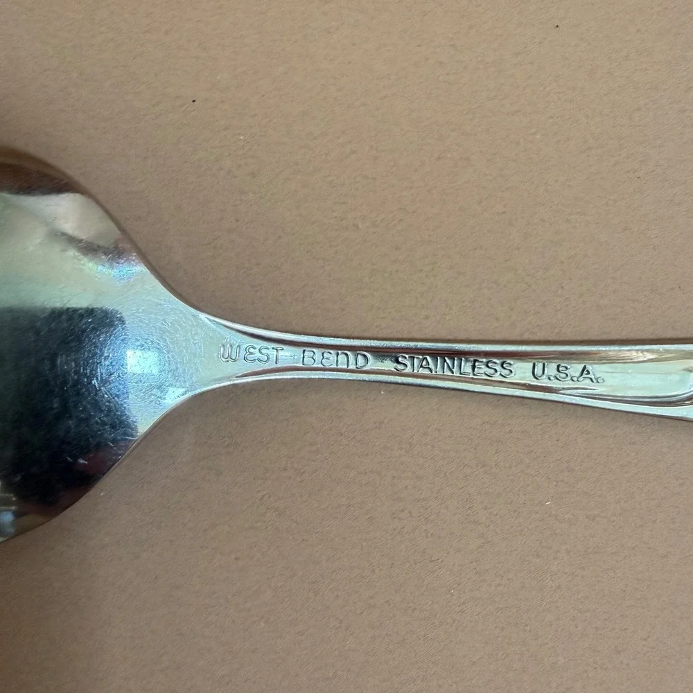 West Bend Twilight Rose Stainless Steel Spoons Set 6 Tablespoons 1 Soup Spoon